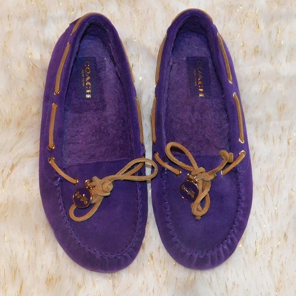 Coach Shoes - COACH ANTONIA Purple Suede Loafers - Moccasins
